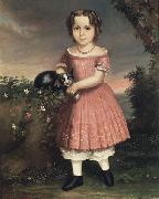 unknow artist Portrait of a Child Holding a Cat china oil painting reproduction